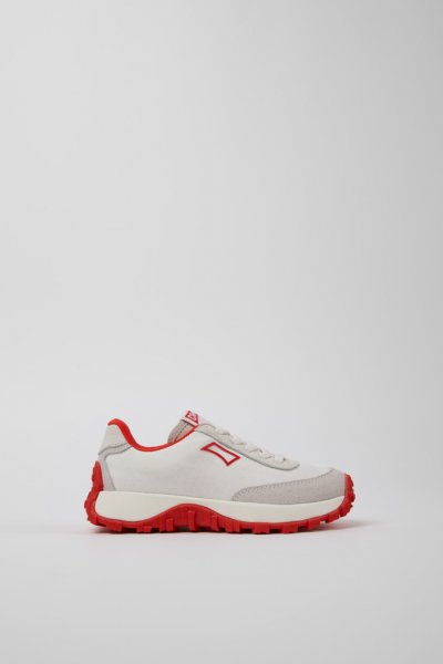 Camper Drift Trail - Zapatillas blancas para niños fabricadas con PET reciclado y piel.