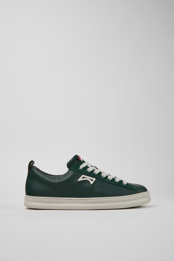Camper Runner - Zapatillas verdes para hombre de piel y nobuk.