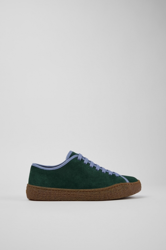 Camper Peu Terreno - Zapatos de piel y nobuk verde para mujer.