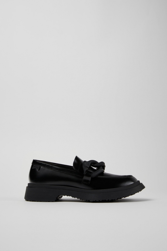 Camper Walden - Mocasín/bailarina de piel negra para mujer.