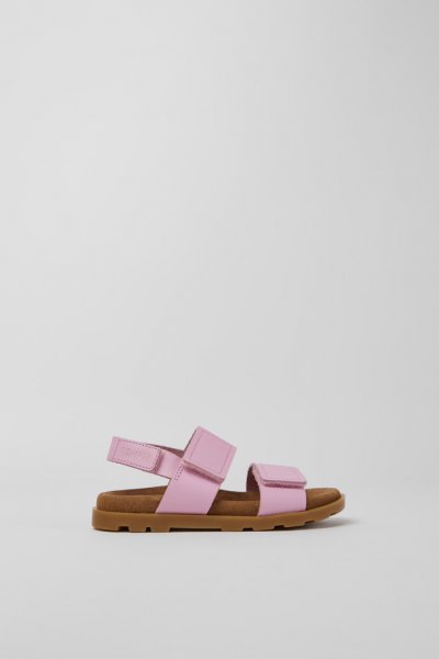 Camper Brutus Sandal - Sandalias de piel rosas para niña