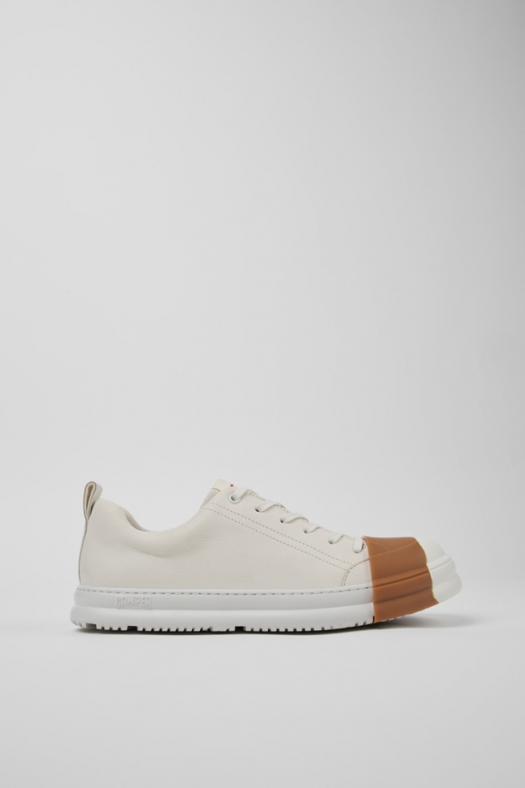 Camper Junction Runner - Zapatilla de piel blanca para hombre.