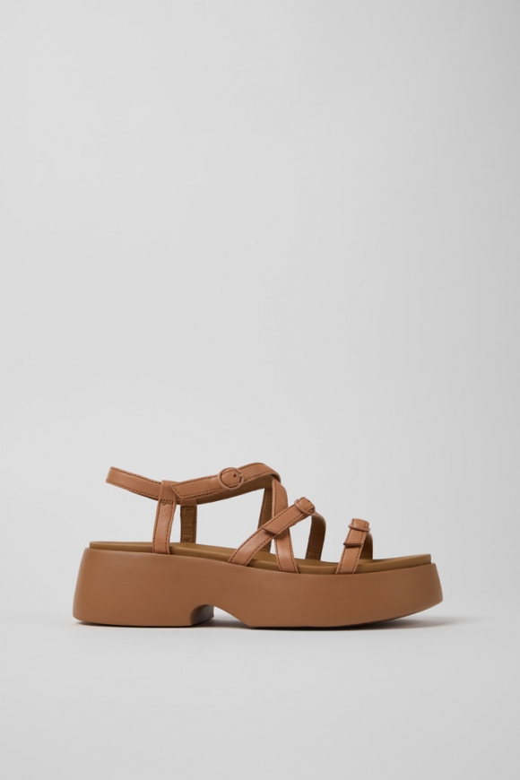 Camper Tasha - Sandalias de piel color nude para mujer.