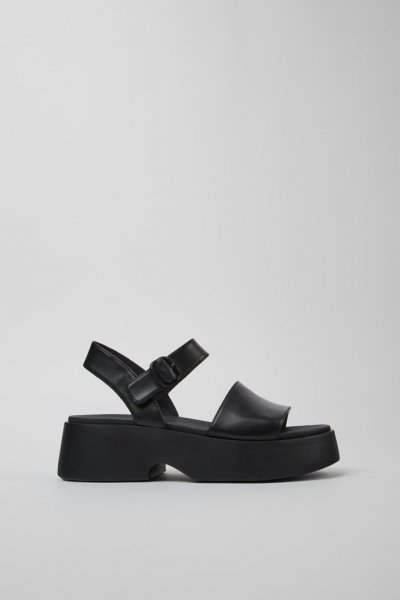 Camper Tasha - Sandalia negra de piel para mujer.