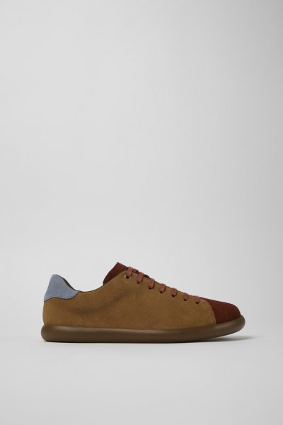 Camper Twins - Zapatilla para hombre en piel nobuk color marrón rojizo