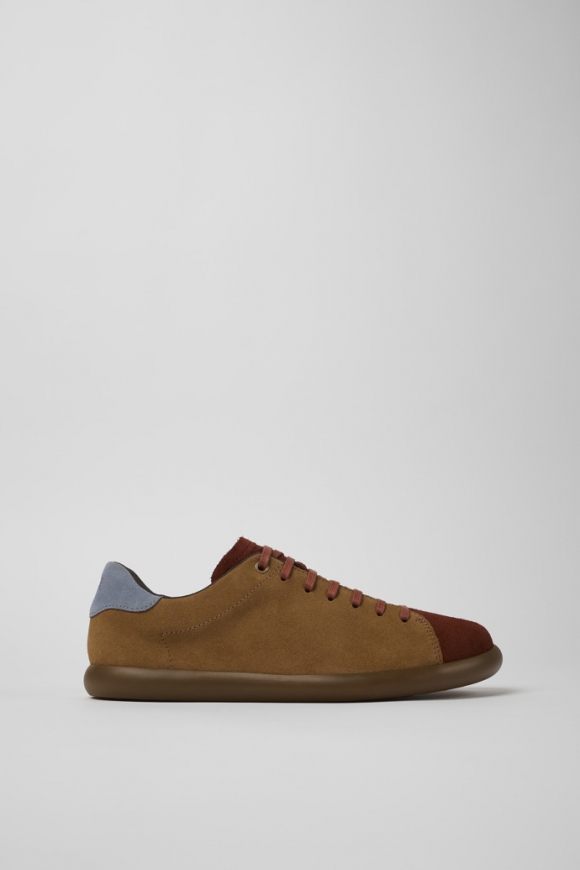 Camper Twins - Zapatilla para hombre en piel nobuk color marrón rojizo