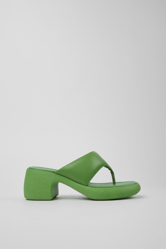 Camper Thelma - Sandalias de piel verdes para mujer.