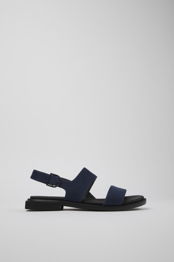Camper Edy - Sandalias de piel nobuk azules para mujer