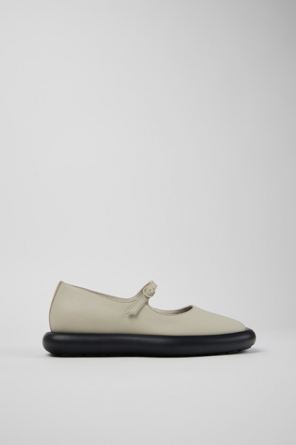 Camper Onda - Bailarinas grises de piel para mujer.