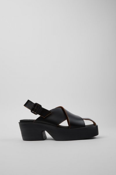 Camper Billie - Sandalias negras de piel para mujer