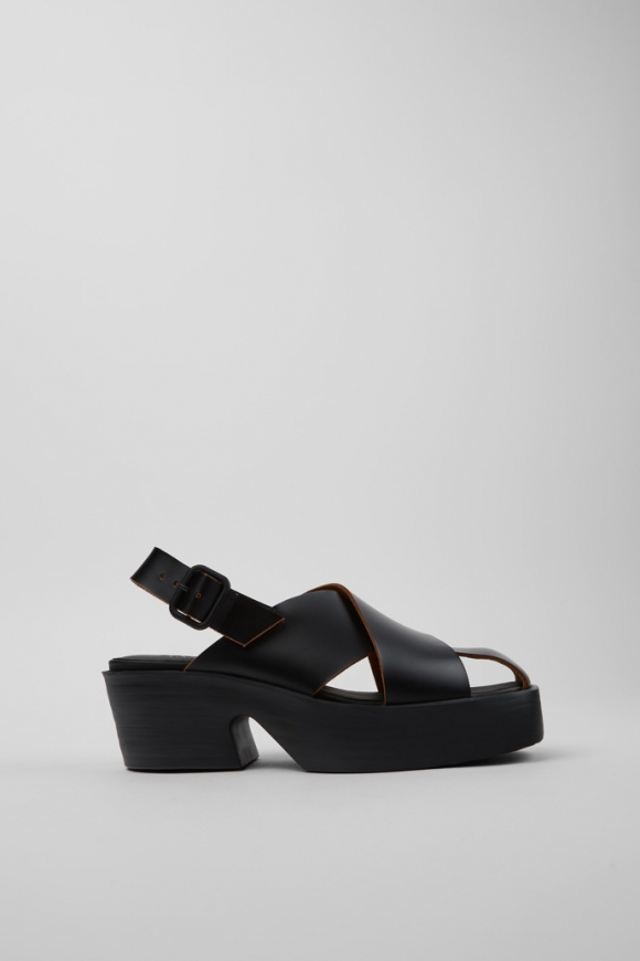 Camper Billie - Sandalias negras de piel para mujer