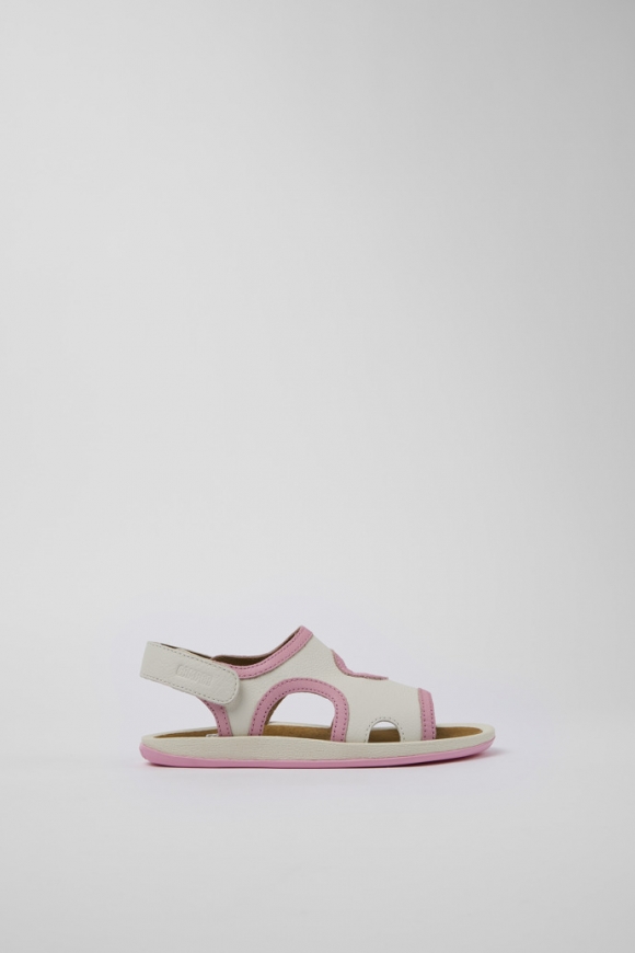 Camper Bicho - Sandalias de piel blanca con doble tira