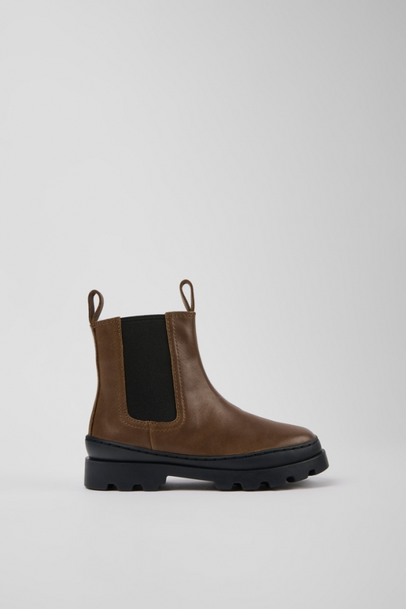 Camper Brutus - Bota Chelsea de piel marrón para niño