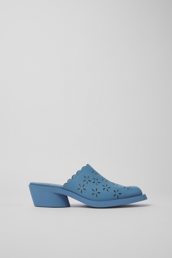 Camper Bonnie - Mules azules de piel para mujer