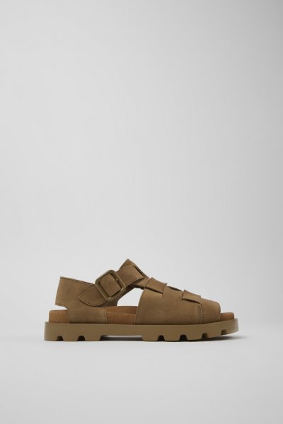 Sandalias Camper Brutus - Sandalias marrones de piel nobuk para mujer