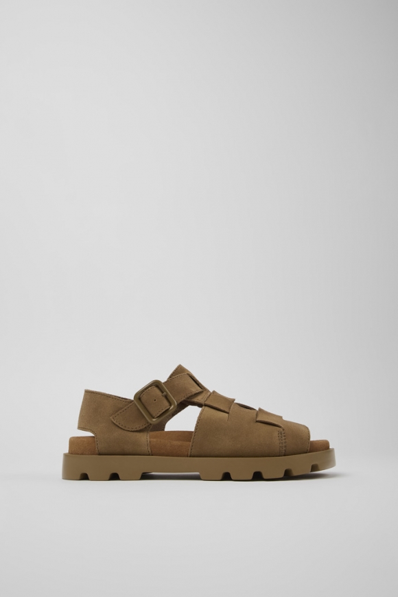 Sandalias Camper Brutus - Sandalias marrones de piel nobuk para mujer