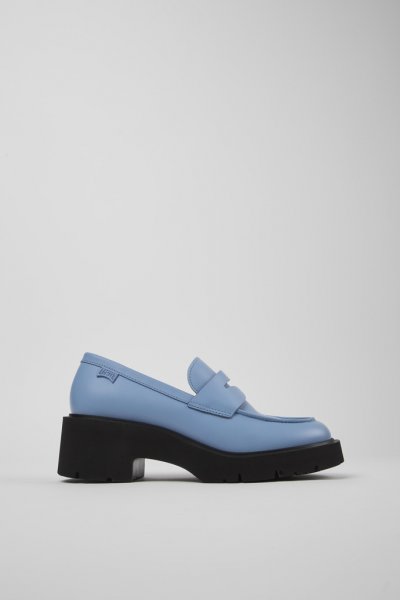 Camper Milah - Mocasines de piel azules para mujer