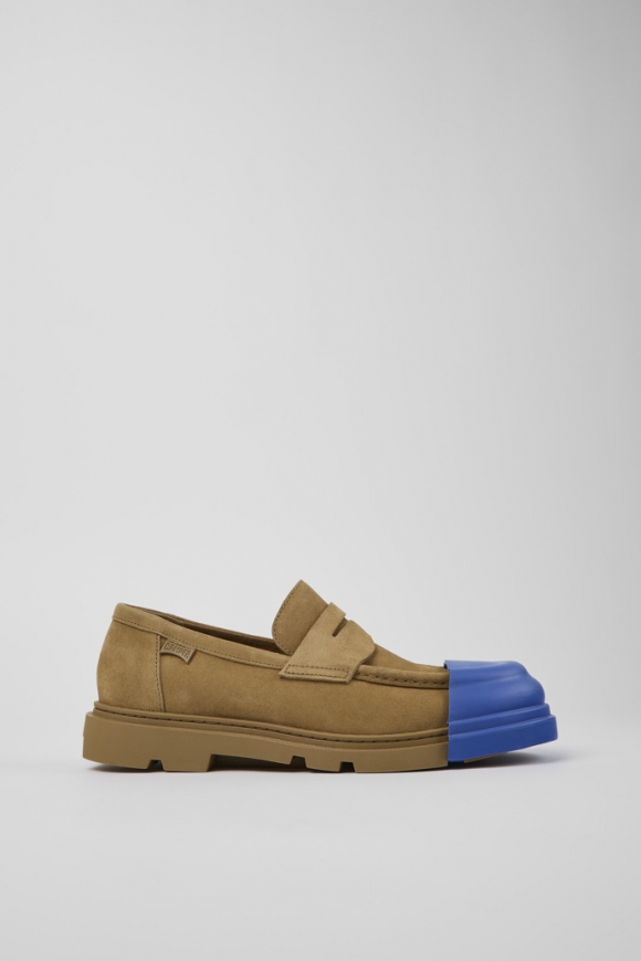 Camper Junction - Mocasines marrones para hombre de piel nobuk.