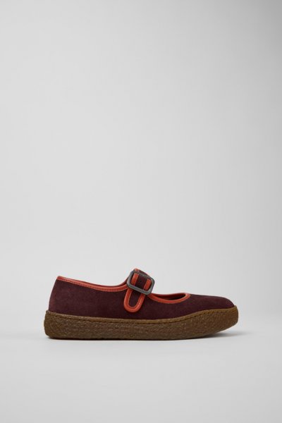 Camper Peu Terreno - Zapato de mujer color vino tinto de nobuk y piel.
