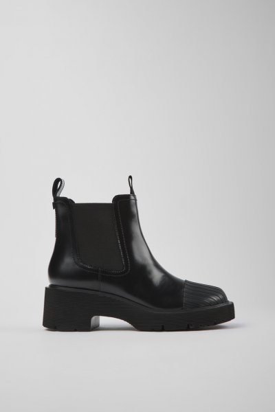 Camper Milah - Bota Chelsea de piel negra para mujer