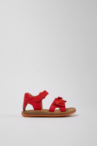 Camper Twins - Sandalias infantiles rojas de piel.