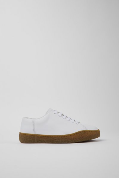 Camper Peu Terreno - Zapato de piel blanco para mujer