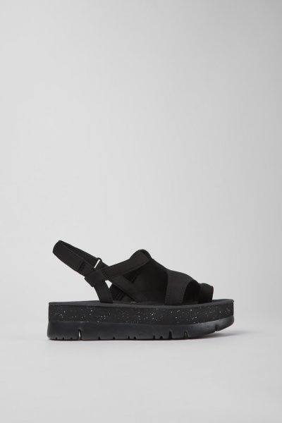 Camper Oruga Up - Sandalias de tela negras para mujer