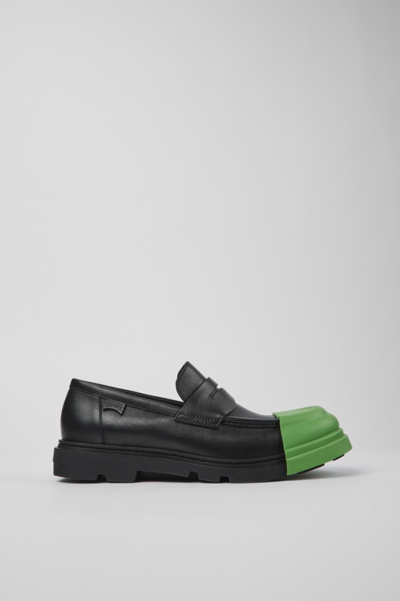 Camper Junction - Mocasines negros de piel para hombre.