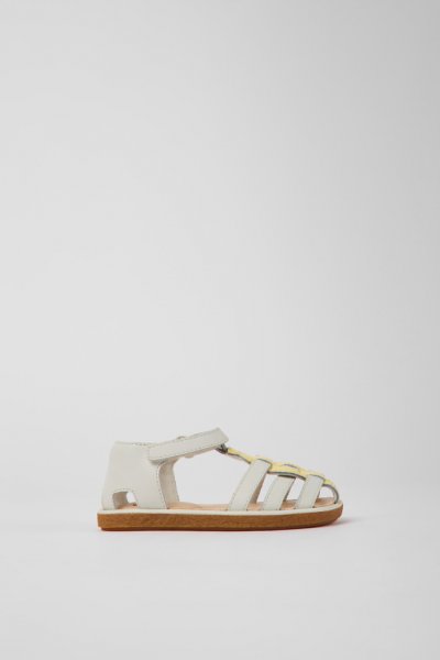 Camper Miko - Sandalias de piel amarillas y blancas para niños