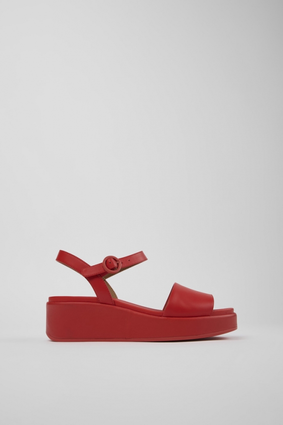 Camper Misia - Sandalias rojas de piel con doble tira para mujer