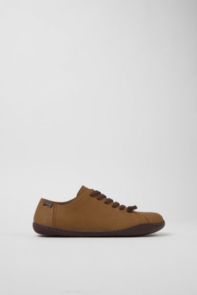 Camper Peu - Zapato marrón de piel y PET para mujer.