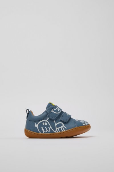 Camper Twins - Zapatos de piel gris y blanca para niños