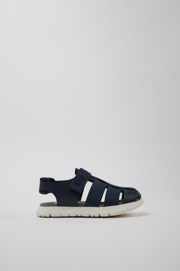 Camper Oruga - Sandalia infantil de piel y textil azul.