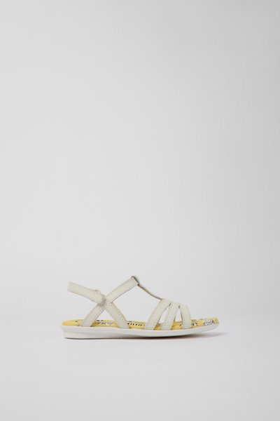 Camper Twins - Sandalia infantil de piel blanca