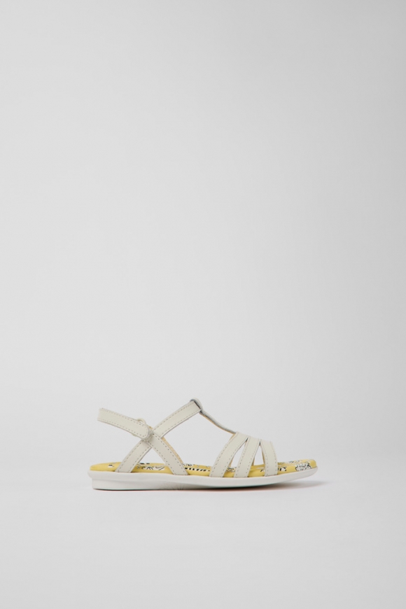 Camper Twins - Sandalia infantil de piel blanca