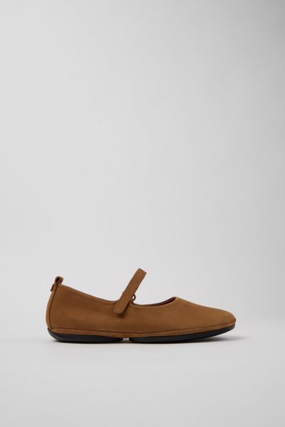 Camper Right Nina - Zapatos de piel nobuk marrón para mujer.