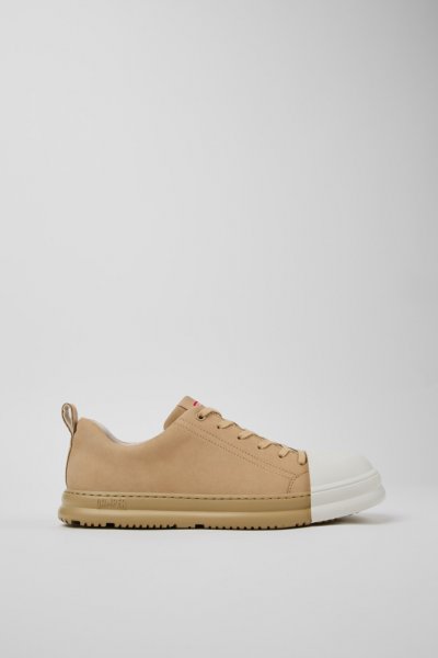 Camper Junction Runner - Zapatillas beige de piel nobuk para hombre.