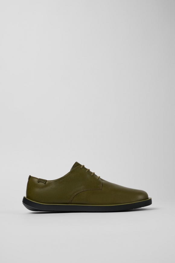 Camper Wagon - Zapatos de piel verde con cordones para hombre