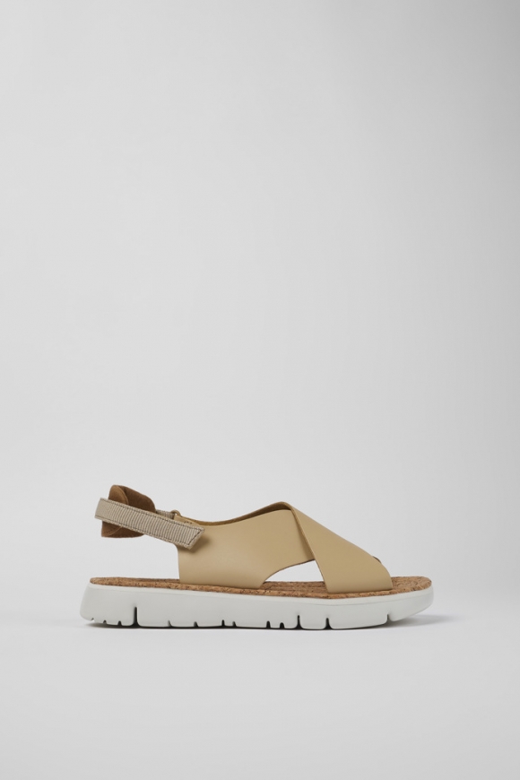 Camper Oruga - Sandalias beige de piel/textil para mujer