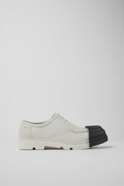 Camper Junction - Zapato blanco para hombre de piel sin teñir