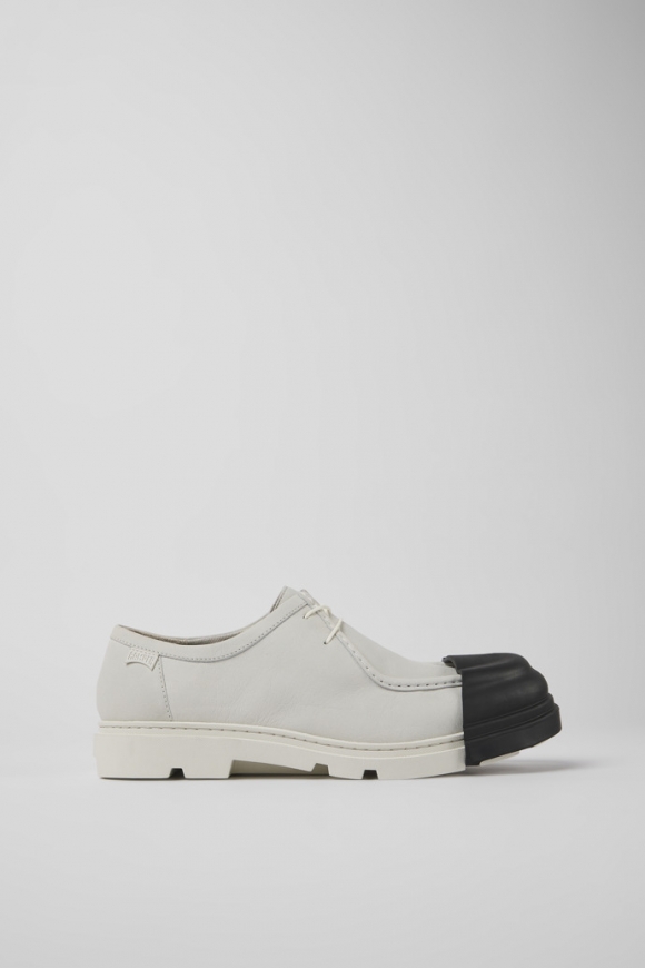 Camper Junction - Zapato blanco para hombre de piel sin teñir