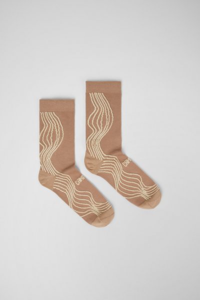Camper Socks - Calcetines beige y amarillos de algodón orgánico.