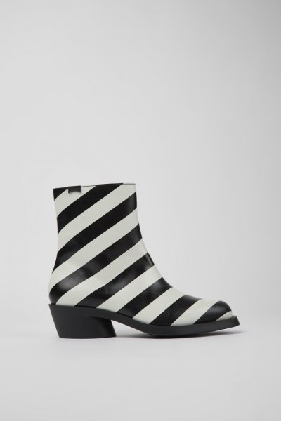Camper Bonnie - Botas de piel para mujer en blanco y negro.