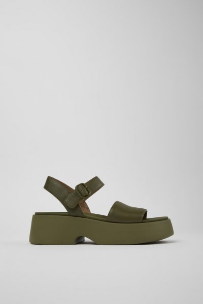 Camper Tasha - Sandalias verdes de piel para mujer