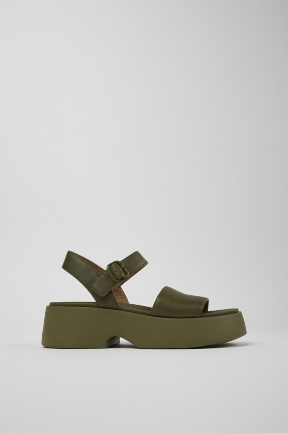 Camper Tasha - Sandalias verdes de piel para mujer