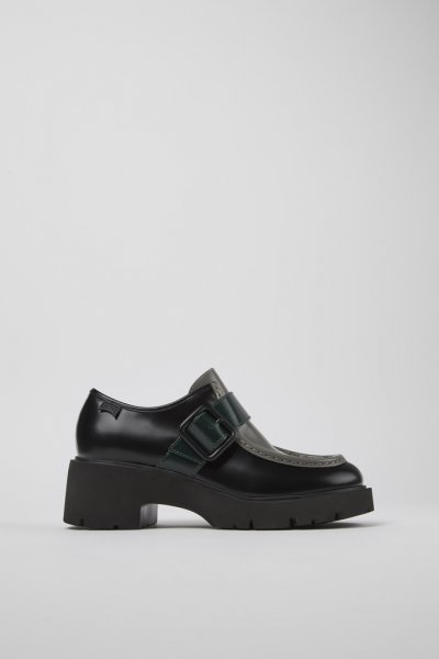 Camper Twins - Mocasines de piel negros y grises para mujer