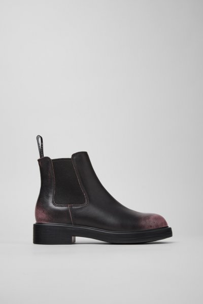 Camper Dean - Botines de piel negros y rosas para mujer.