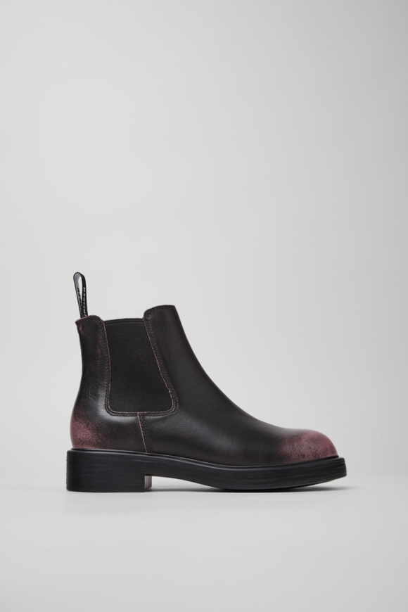 Camper Dean - Botines de piel negros y rosas para mujer.