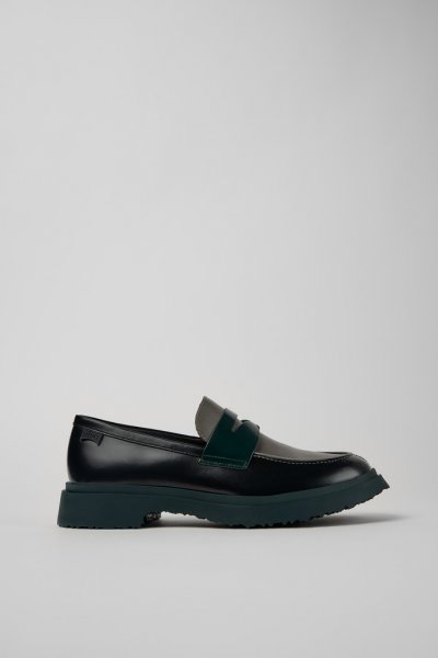 Camper Twins - Mocasín de piel negro y gris para hombre
