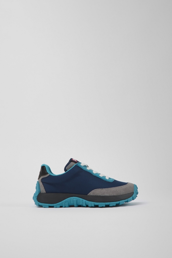 Camper Drift Trail - Zapatillas de piel y tela para niños en azul